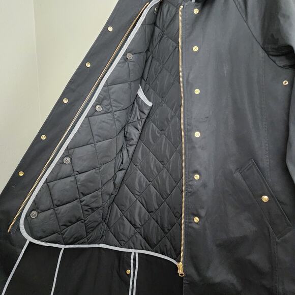 J.Crew NWT Long Barn Coat Black Waxed Twill Small Removable Quilted Vest - Picture 15 of 16